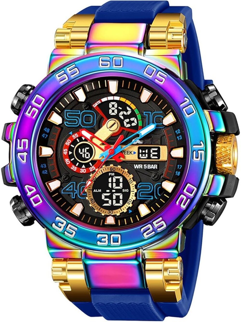 Men's Multi Color Analog Waterproof Sports Outdoor Military LED Digital Watch